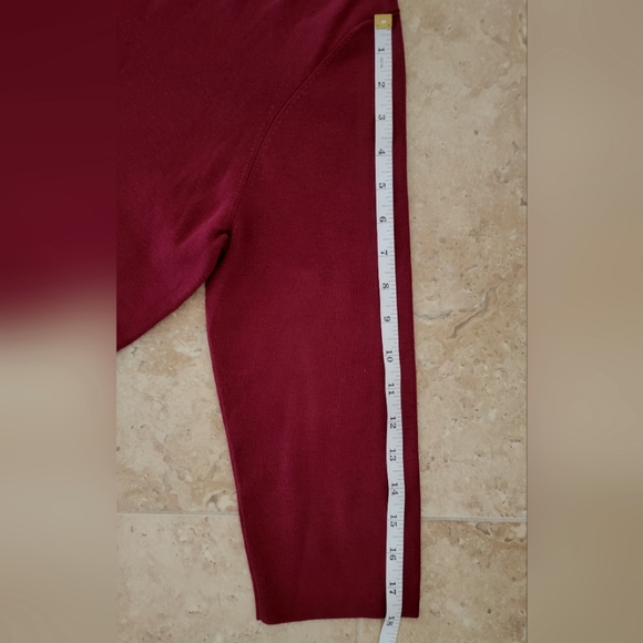NWOT French Laundry XL V-Neck Sweater 3/4 Sleeve Burgandy Maroonhi - Picture 11 of 12